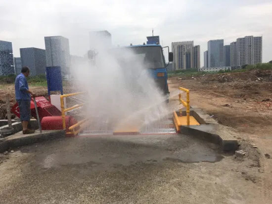 O sistema de lavagem de rodas de caminhões para canteiros de obras consome cerca de 10 litros de água por veículo